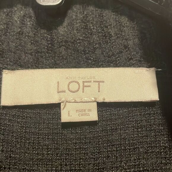 LOFT- Merino Wool Blend Long Sleeve Waterfall Style Open Front Cardigan- Size L - Picture 3 of 7